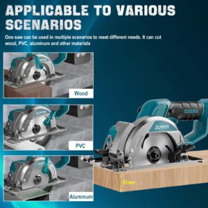 ZUYIYI 5-1/2" Cordless Circular Saw for Makita 18V Battery, Brushless 6600RPM Max Cutting Depth 2" (90°), Compact Tile Saw for Wood, Tile, Soft Metal, Plastic Cutting (NO Battery)