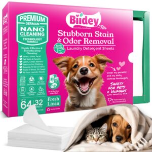 Biidey Pet Odor Stain Laundry Sheets and Eye Care Bundle - Laundry Detergent Sheets, Pet Hair Odor Eliminator Stain Remover, Dog Cat Eye Wash Wipes Tear Stain Remover