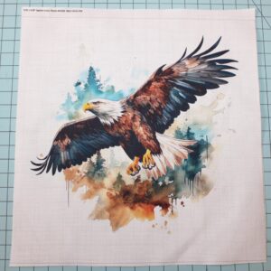 Fabric Panel 8"x8" Watercolor Eagle 100% Cotton Quilting Panel Square AM1648