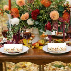 Whaline 100Pcs Fall Place Cards Orange Sunflower Maple Leaves Tented Cards Autumn Watercolor Floral Seating Cards for Thanksgiving Harvest Party Table Setting Supplies, 4 x 1.8 in