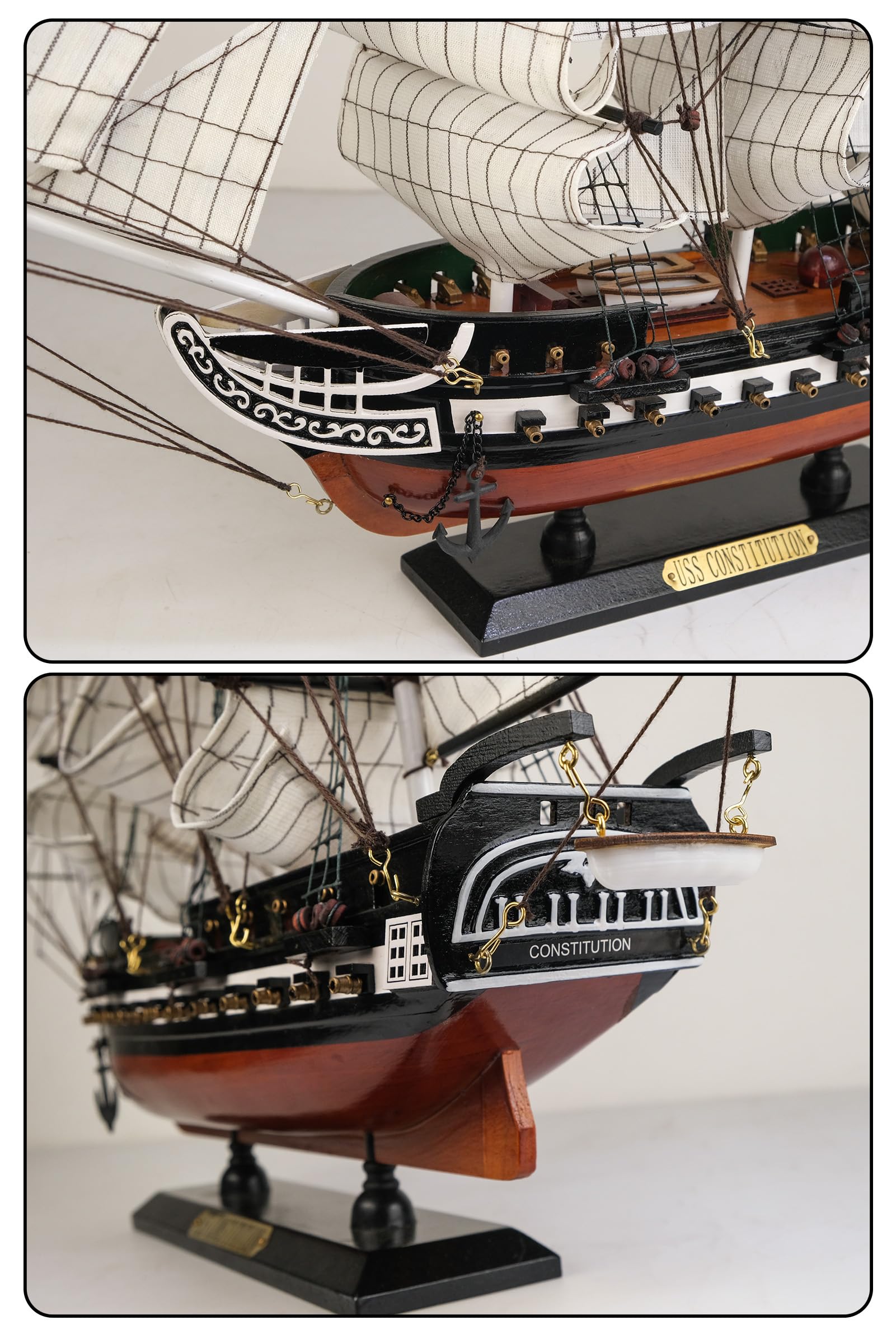 SAILINGSTORY Wooden Model Ship USS Constitution 1/150 Scale Replica Frigate Sailing Warship Model Sailboat Decor