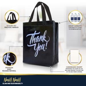 Nush Nush Thank You Gift Bags Bulk Medium – Set of 12 Reusable Thank You Bags From Six Vibrant Colors With a Premium Finish - Perfect As Goodie Bags, Birthday Bags, Party Favor Bags – 8x4x10 Size