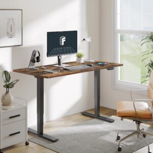 FLEXISPOT E6 Dual Motor 3 Stages Standing Desk 55x28 Inch Whole-Piece Board Electric Height Adjustable Desk Stand Up Desk Large Load Capacity(Black Frame + Special Walnut Desktop)