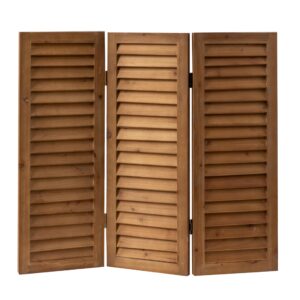 SOFE Wood Short Privacy Screen Indoor, 2.6 Ft Tall Shutters Folding Room Dividers 3 Panel, Brown Room Partitions and Dividers Freestanding, Farmhouse Foldable Wall for Home Bedroom Office