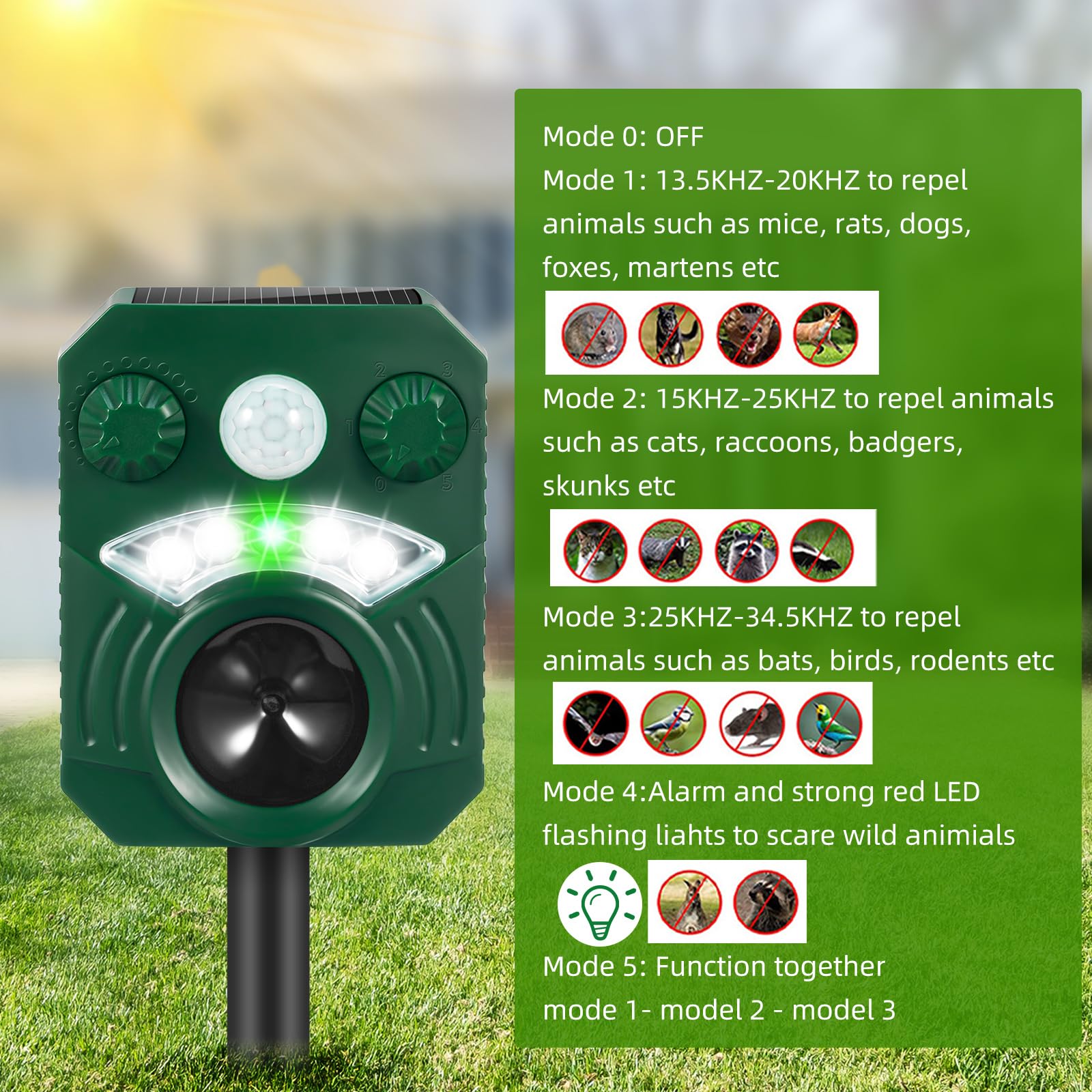 1Pcs Ultrasonic Animal Repellent Outdoor Solar Animal Repeller with Motion Sensor&LED Strobe Light Cat Repellent Outdoor Deer Repellent Devices Waterproof Dog Repellent Skunk Repellent for Yard Farm