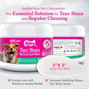 Biidey Pet Odor Stain Laundry Sheets and Eye Care Bundle - Laundry Detergent Sheets, Pet Hair Odor Eliminator Stain Remover, Dog Cat Eye Wash Wipes Tear Stain Remover