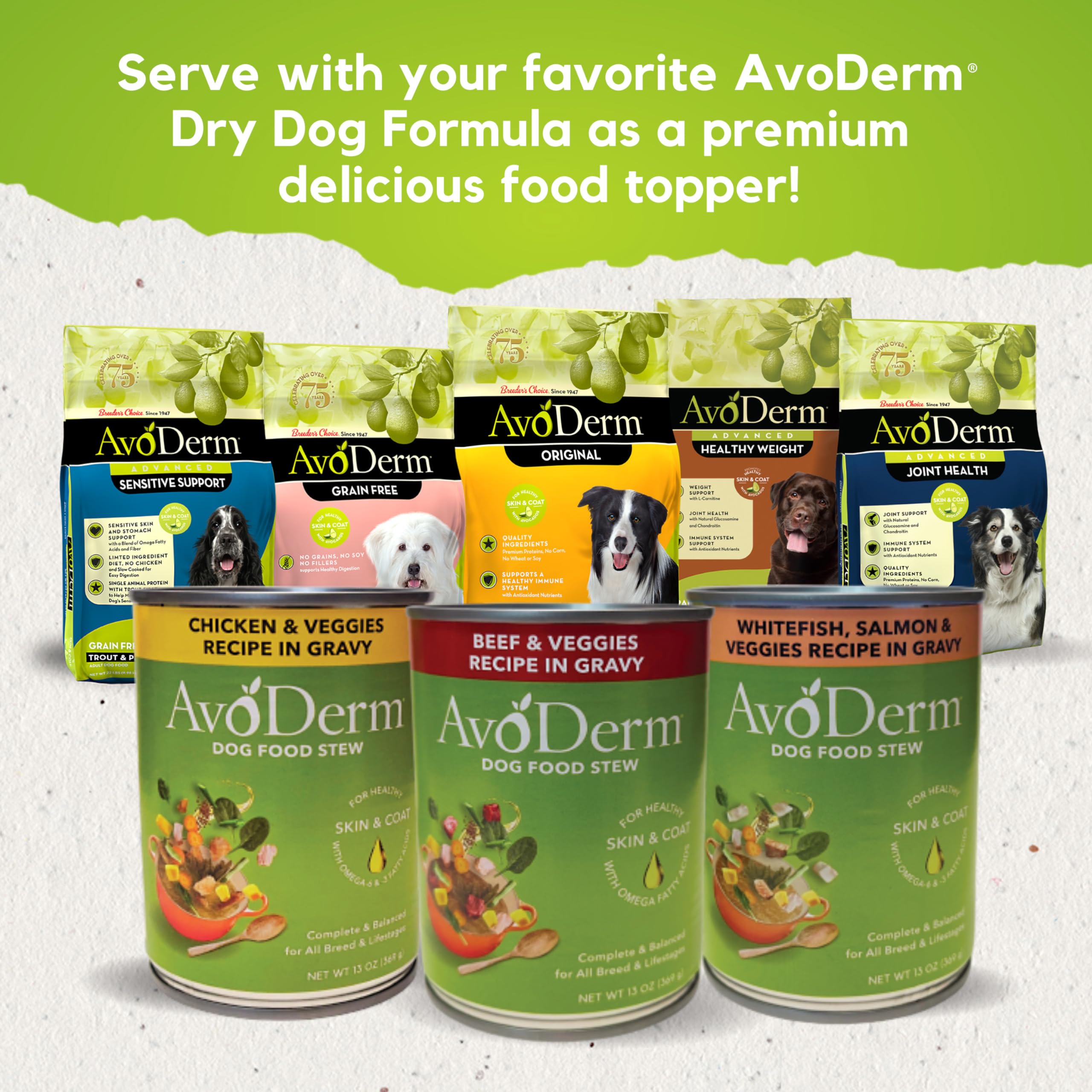 AvoDerm Chicken with Vegetables Stew Recipe for Dogs 13oz, case of 12 cans