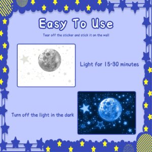 965 PCS Glow in The Dark Stars and Moon for Ceiling, Luminous Stars and Planet Wall Decals, Kids Room Decor, Glowing Galaxy Wall Stickers for Nursery Decorations (Blue)