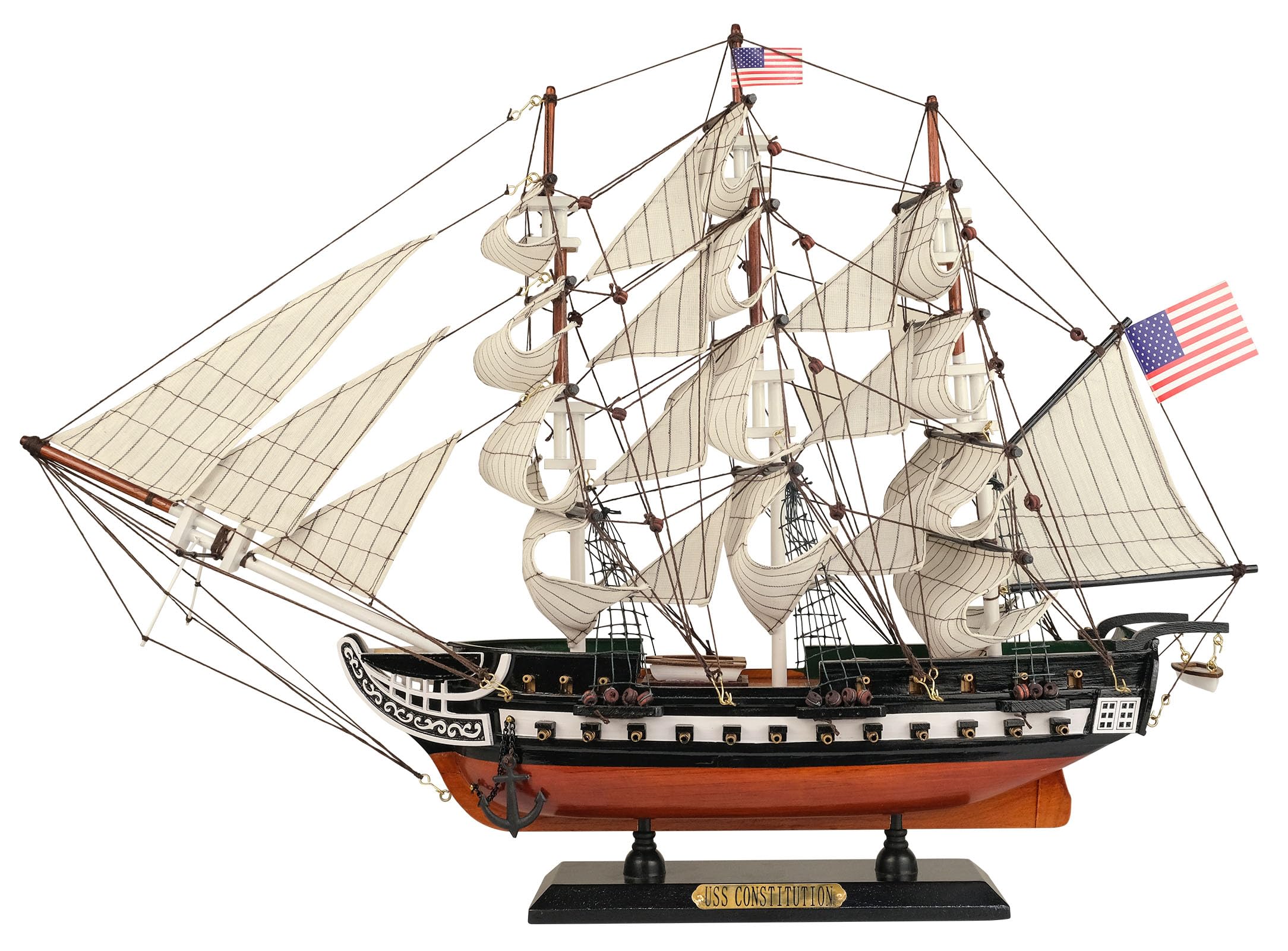 SAILINGSTORY Wooden Model Ship USS Constitution 1/150 Scale Replica Frigate Sailing Warship Model Sailboat Decor