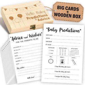 stofinity baby prediction cards - baby shower advice cards for parents to be, advice and wishes cards baby shower game, baby predictions box guessing activities baby shower decorations (5x7)