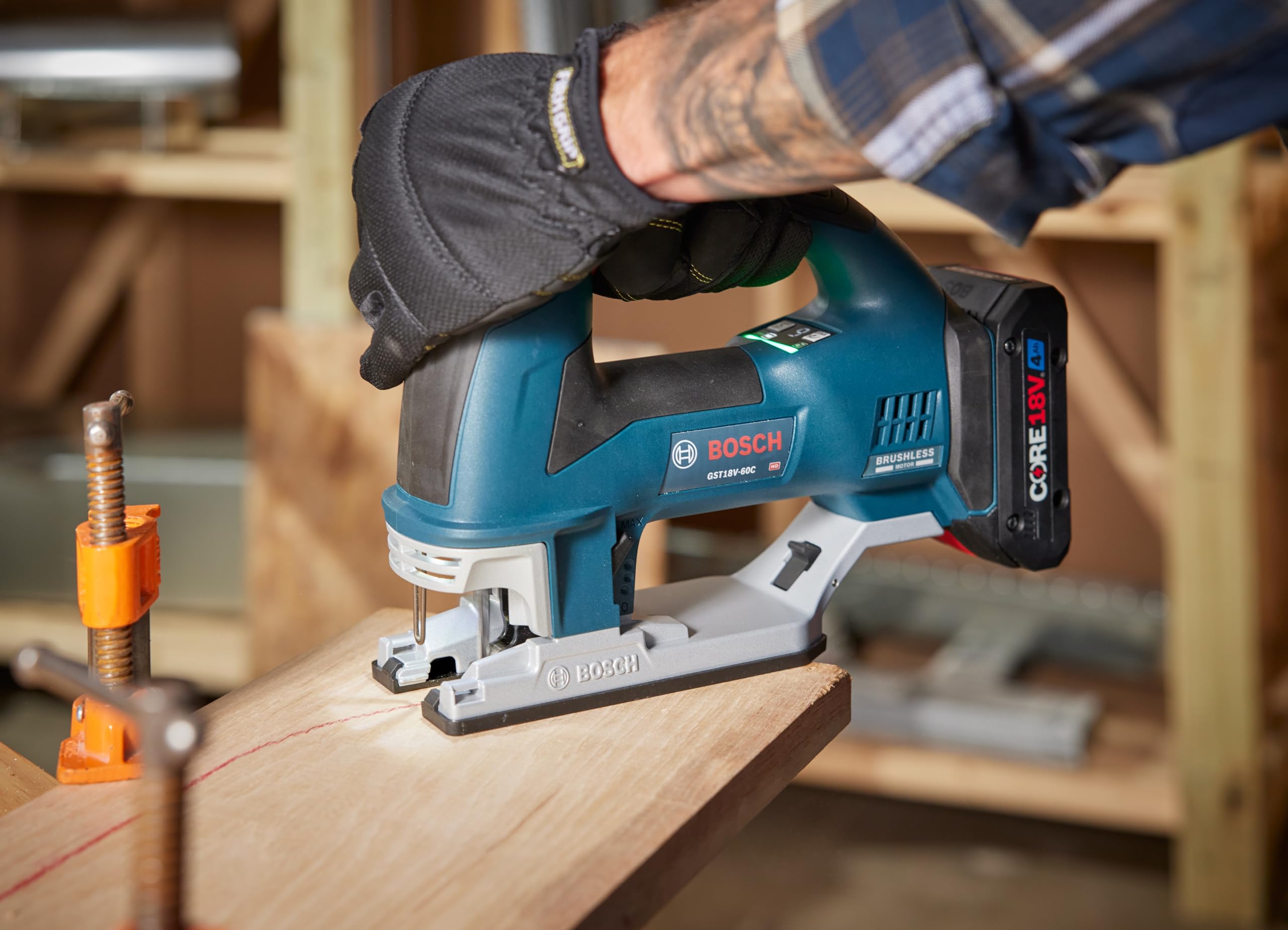 Bosch GST18V-60CN-RT 18V Brushless Lithium-Ion Cordless Connected Top-Handle Jig Saw (Tool Only) (Renewed)