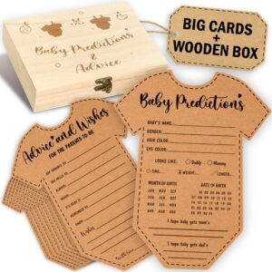 stofinity baby prediction cards for baby shower games - boho baby shower advice cards for parents to be, gender neutral baby shower decorations boy girl, fun baby games guessing activities box (5x7)