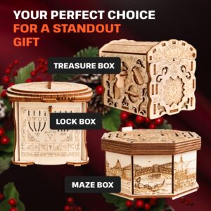 ESC WELT Wooden Secret Maze Box - Creative Gift Box for Money, Vouchers, Gift Cards - 3D Wooden Box Game - Gift Box Riddle Game - Gift Box for Teens and Adults - 3D Wooden Puzzle