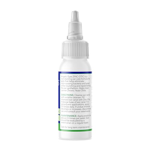 ANGELS’ EYES Zinc-Otic Ear Relief Treatment for Dogs and Cats Soothe Ear Infections Calm Itchy Inflamed Ears Natural BA and Zinc Formula 1 Ounce