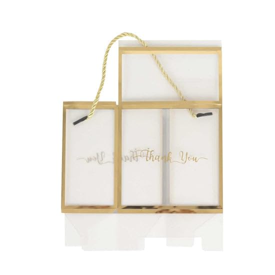 Efavormart 25 Pack Gold Trimmed Clear PVC Favor Boxes with Rope Handles and Thank You Print, Transparent Portable Candy Gift Boxes - 5.5"x5.5"