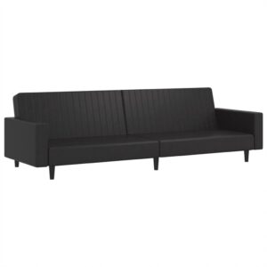 vidaxl black faux leather convertible 2-seater loveseat/sofa bed - modern twin sleeper couch for office, living room, spacer-saver furniture