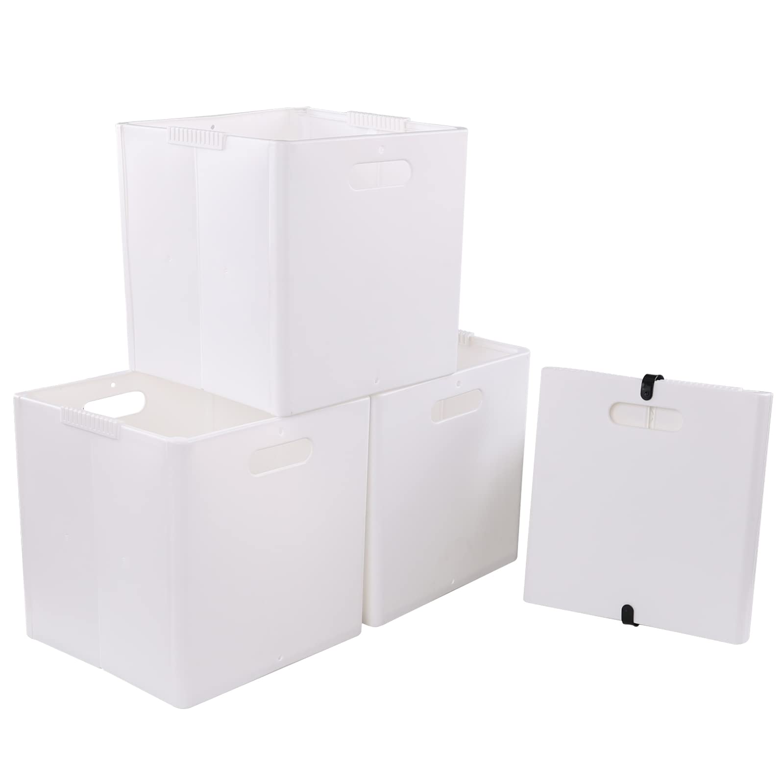 Bringer Plastic Collapsible Storage Cubes, White Cube Organizer Bins, 4-Pack