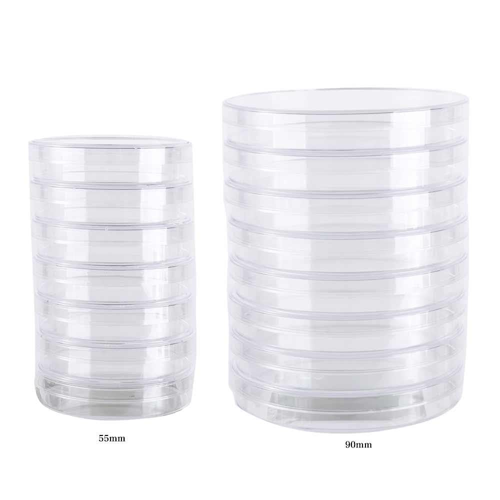 generic 10 PCS Plastic Petri Dishes with Lid, Plastic Lab Petri Plate Dish for Lab Analysis Lab School Supplies 90x15mm 55x15mm(55mm), AM15SD07JCAUS*10