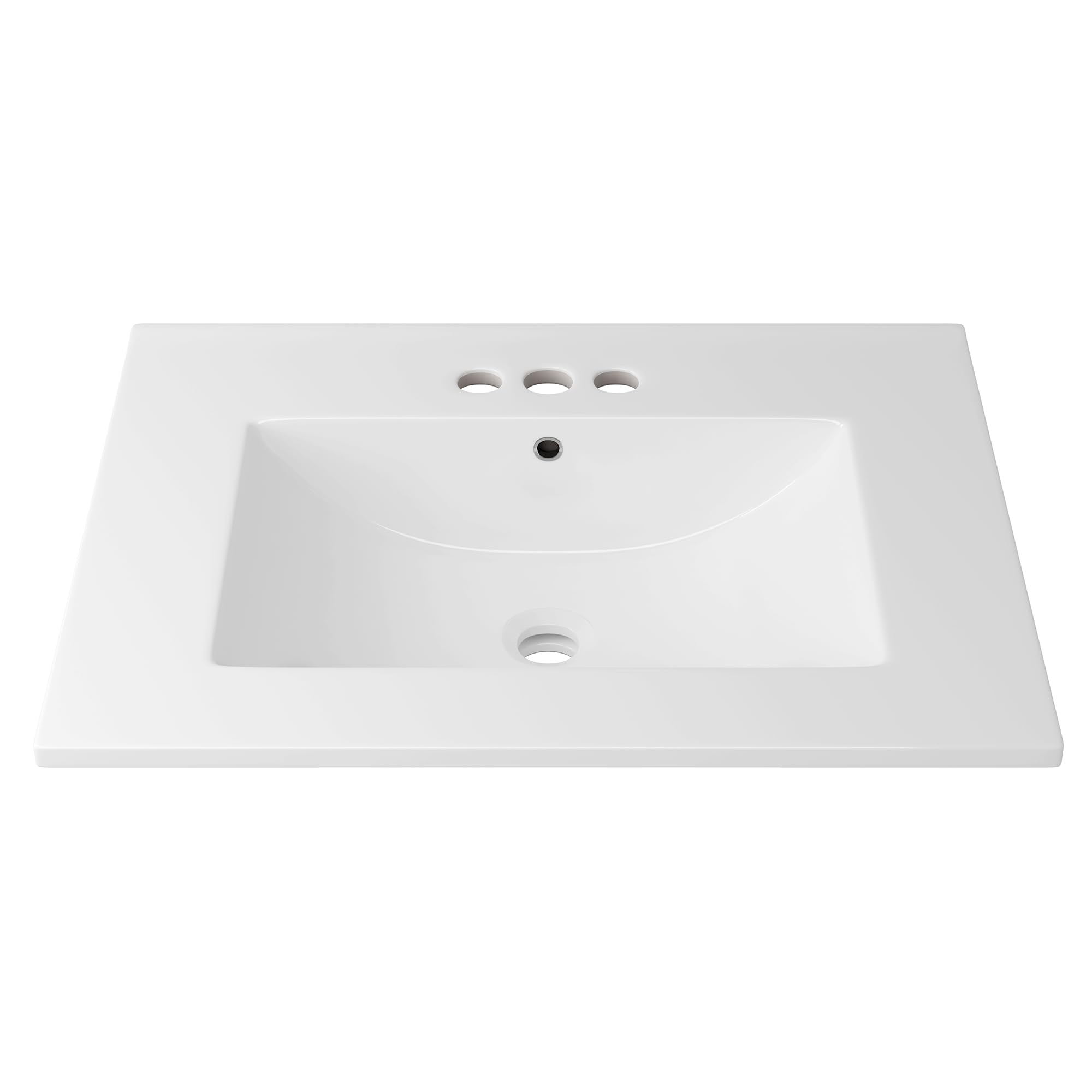 Eridanus 24"x18¼" Bathroom Sink with Three Holes (4inch Centerset), Ceramic Bathroom Vanity Sink Top with Overflow, Drop in Bathroom Vessel Sink Rectangle Ideal for Small Spaces ‎- Glossy White