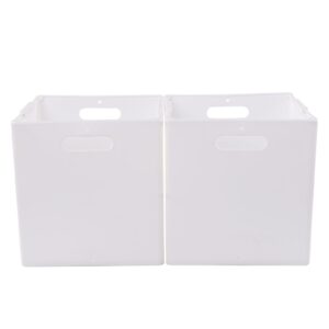 Bringer Plastic Collapsible Storage Cubes, White Cube Organizer Bins, 4-Pack