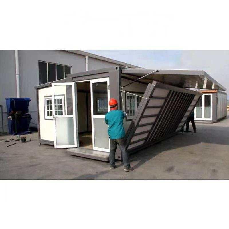 Tiny Expandable Prefab Container House 19x20ft, Mobile Portable Prefab House with Facility of Bedroom, Bathroom/Toilet, Kitchen, Suitable for Home, Workshop, Hotel, Office, Villa, Warehouse