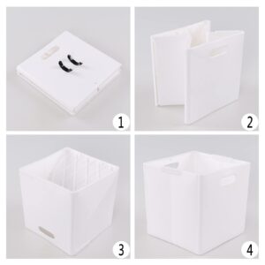 Bringer Plastic Collapsible Storage Cubes, White Cube Organizer Bins, 4-Pack