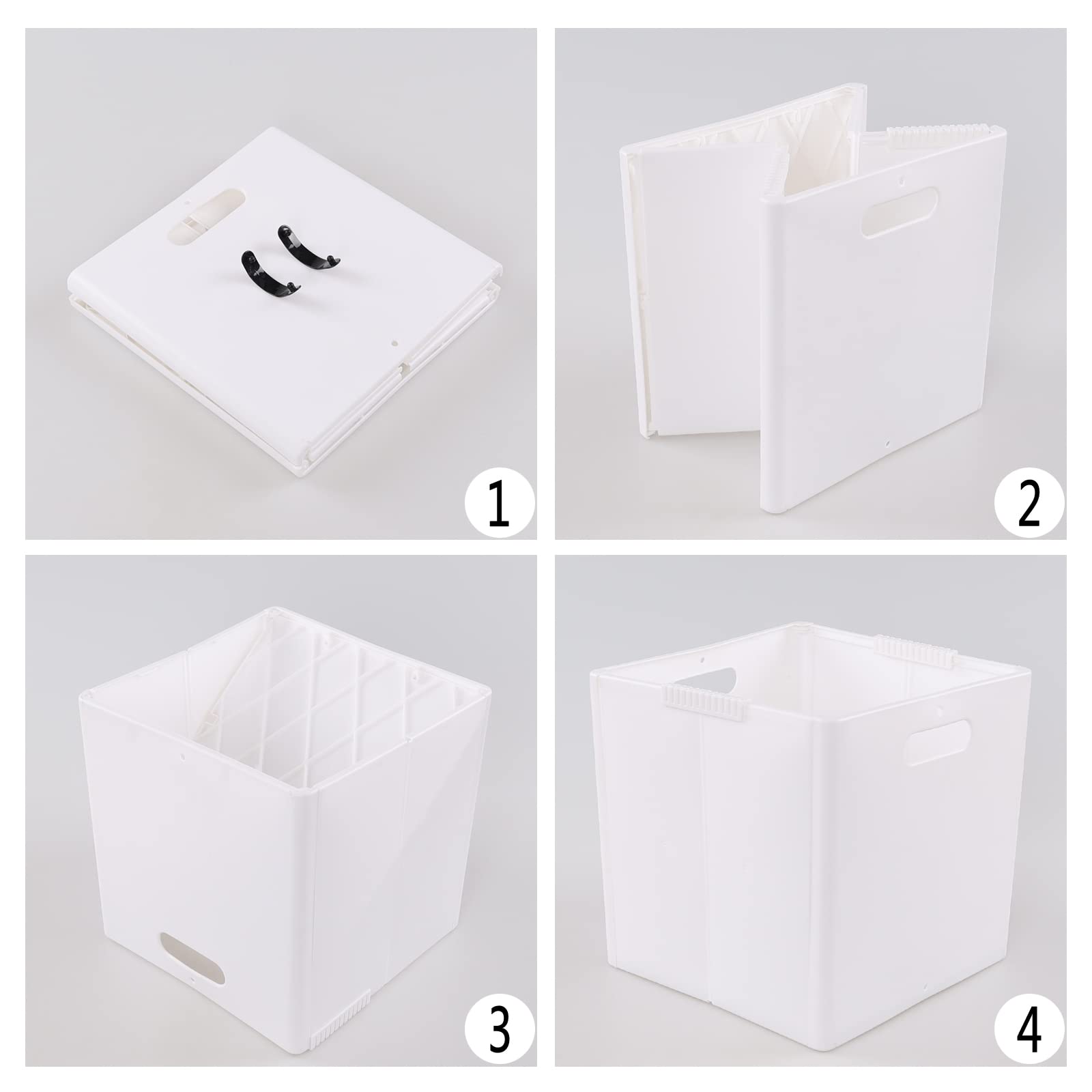 Bringer Plastic Collapsible Storage Cubes, White Cube Organizer Bins, 4-Pack