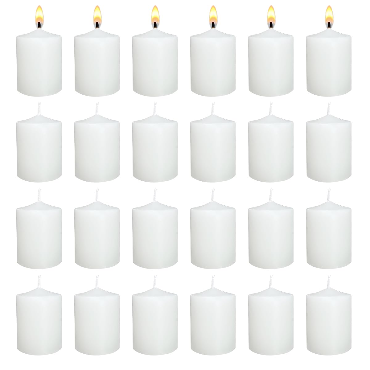 White Votive Candles Long Burn Time Unscented Candles Votives Bulk Pack of 24 Small Pillar Candles