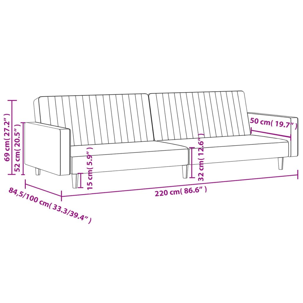 vidaXL Black Faux Leather Convertible 2-Seater Loveseat/Sofa Bed - Modern Twin Sleeper Couch for Office, Living Room, Spacer-Saver Furniture