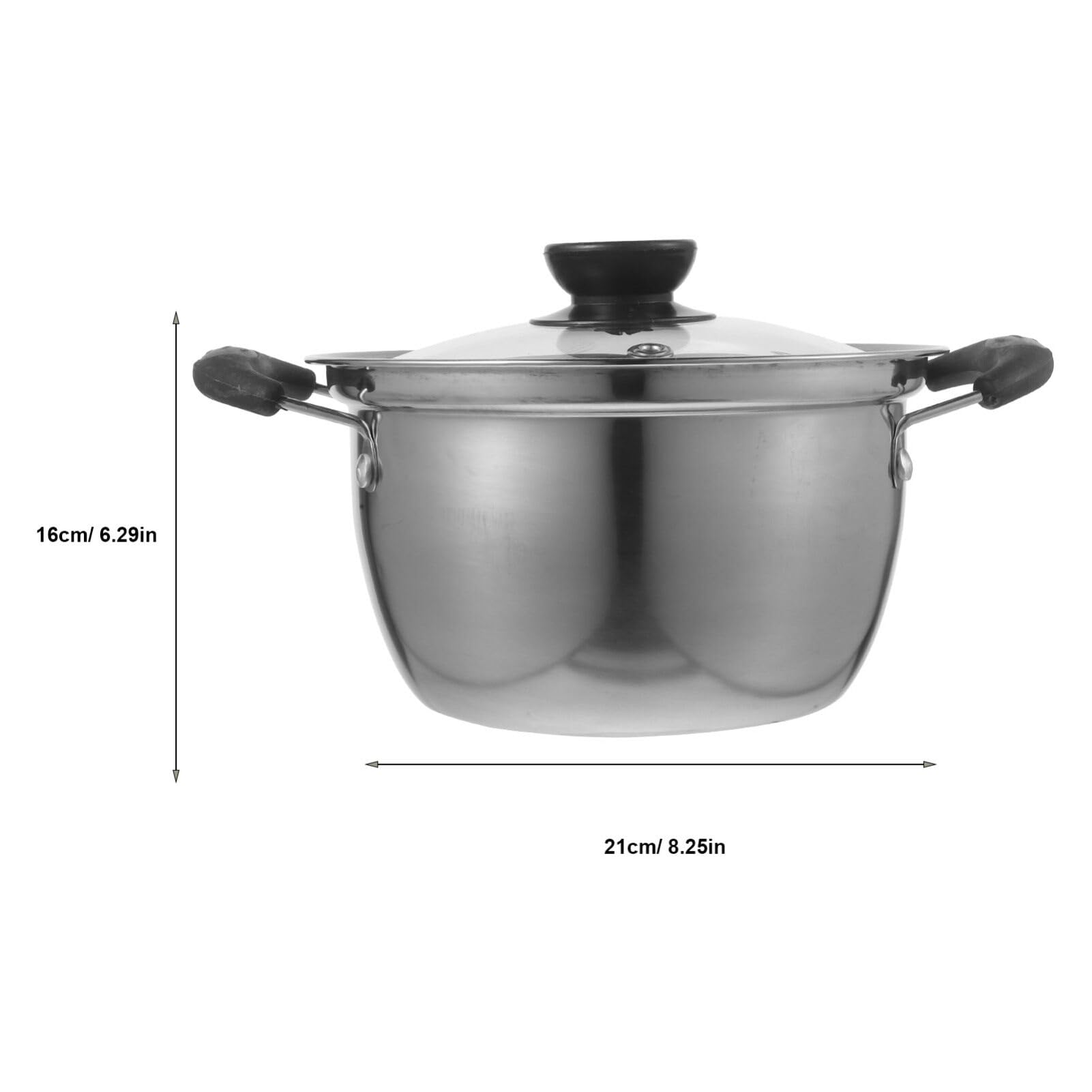 DEARMAMY Stainless Steel Stock Pot with Lid, 16cm Classic Deep Cooking Pot Canning Cookware Metal Saucepan for Kitchen Cooking Pasta Warming Milk Boiling Water