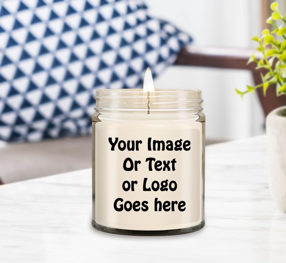 SpreadPassion Customize Candle, Create Your Own Photo Candle, Custom Text and Photo Candle, Personalized Candle Jar, 9 Oz Scented Candle, Birthday Christmas Basket Gift Idea