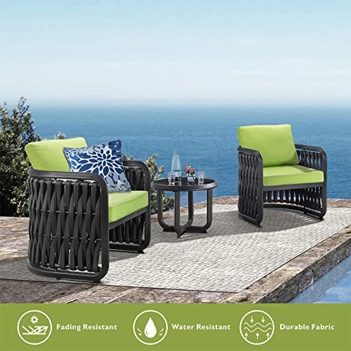 JMGBird Outdoor Chair Cushions Set of 4, Water Resistant Seat Cushions 19 x 19 Inch with Ties Outdoor Cushions for Patio Furniture