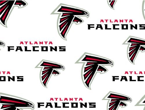 Atlanta Falcons 100% Cotton Fabric Licensed NFL Broadcloth, Cut by the yard, White, Red and Black