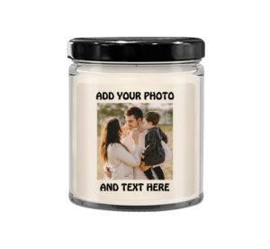 spreadpassion customize candle, create your own photo candle, custom text and photo candle, personalized candle jar, 9 oz scented candle, birthday christmas basket gift idea