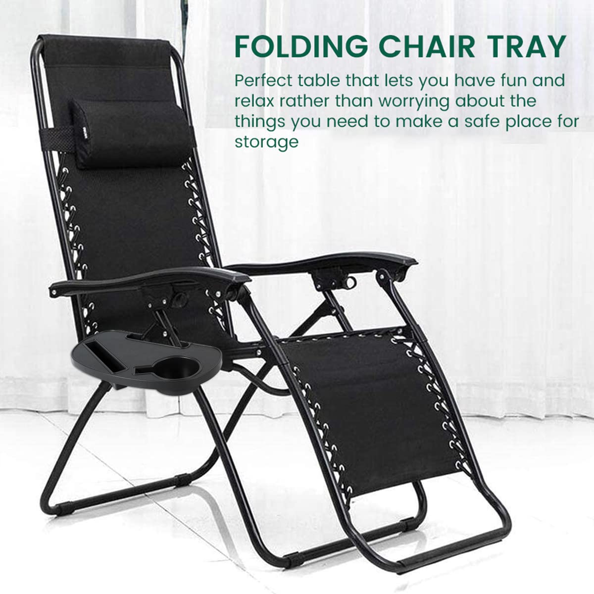 Gravity Chair Tray, Recliner Side Cup Holder for Water Cups Snacks Storage, Removable Chair Cup Holder, Fold Lounge Chairs, Portable Lawn Chair Side Table for Beach Fishing Trip Picnic