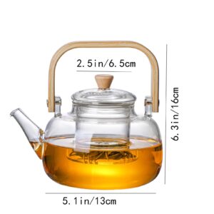 Glass Teapot with Infuser Clear Glass Tea Kettle with 6 Teacups, 900 ml Tea Pot Set for Stove Top, Loose Tea, Tea Maker Gift