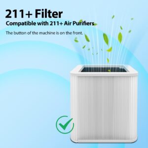 2 Pack 211+ Filter Replacement Compatible with 211+ Air Purifier, 2-In-1 H13 211+ Hepa Filter and Activated Carbon Filter