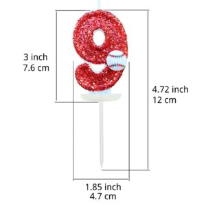 CasaPopz Baseball Birthday Number Candles for Cake Red Number 8 Candle Baseball Cake Topper for Party Anniversary Decorations