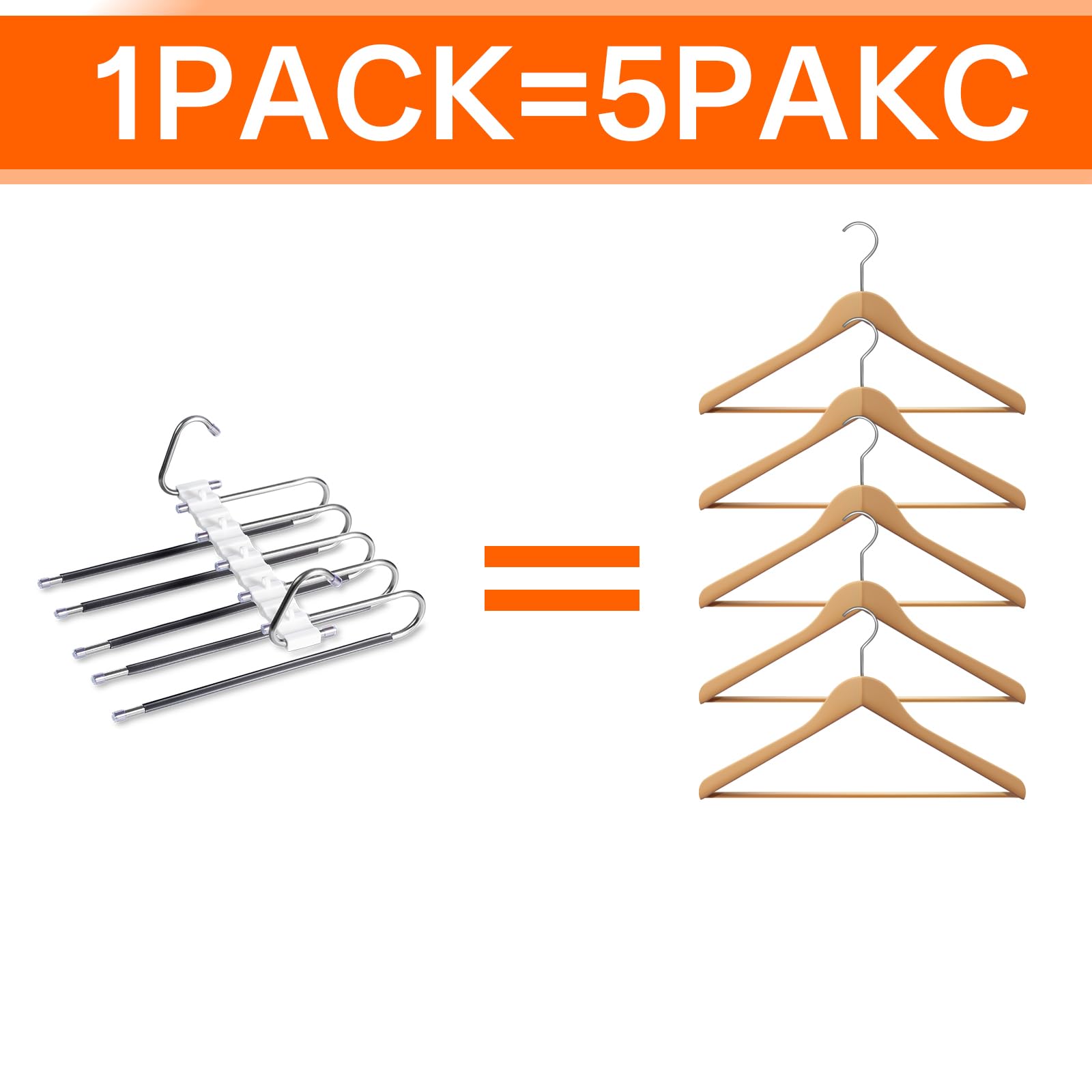 Generic 5 Layers Pants Hangers, Space Saving for Closet Multiple Layers Multifunctional Uses Rack Organizer, Closet Organizer for Scarves, Trousers, Jacket (Silver)