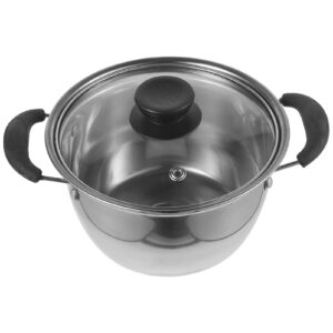 dearmamy stainless steel stock pot with lid, 16cm classic deep cooking pot canning cookware metal saucepan for kitchen cooking pasta warming milk boiling water