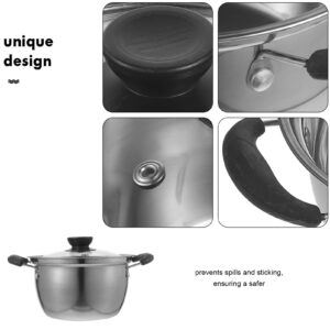 DEARMAMY Stainless Steel Stock Pot with Lid, 16cm Classic Deep Cooking Pot Canning Cookware Metal Saucepan for Kitchen Cooking Pasta Warming Milk Boiling Water