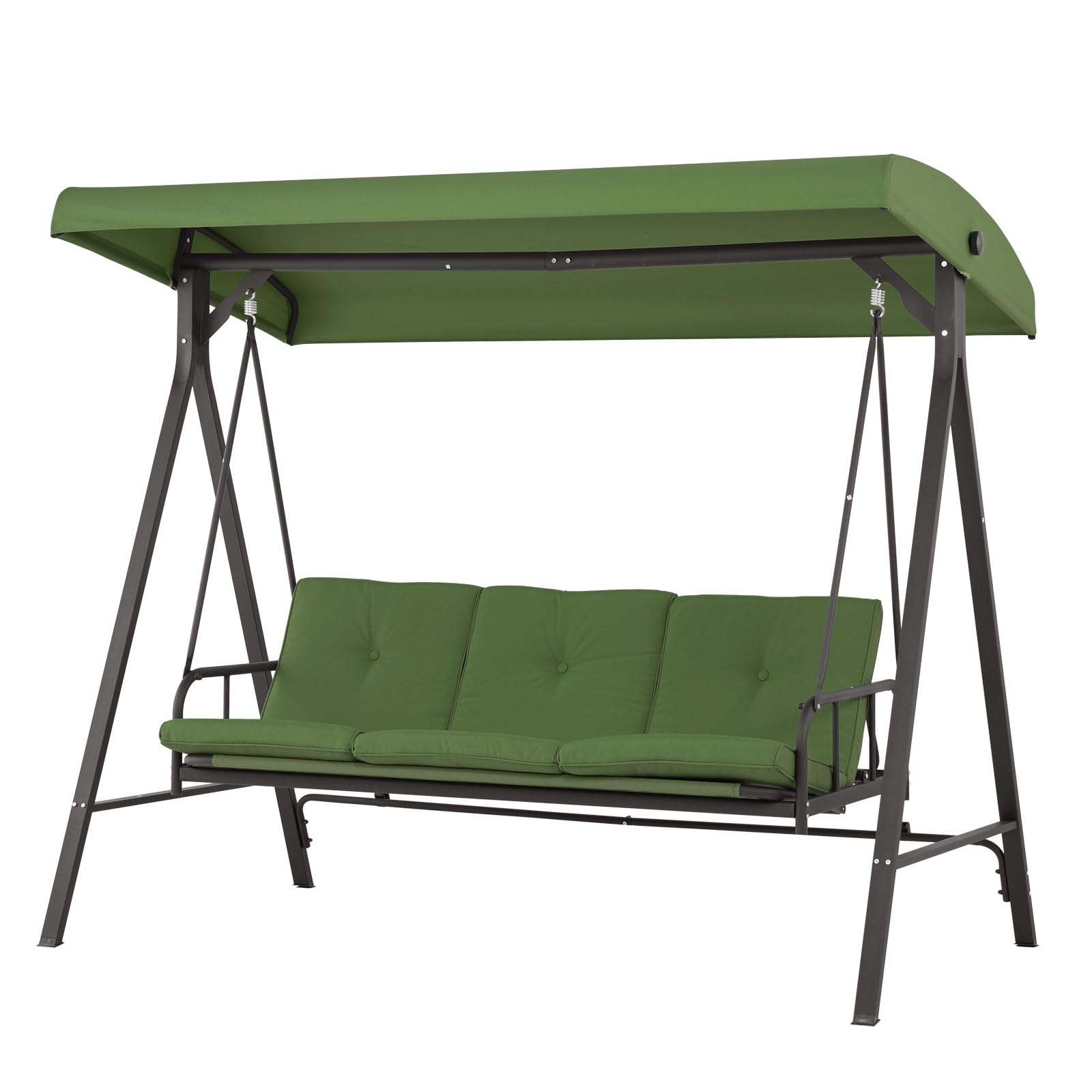 BPS 3-Person Patio Porch Swing Chair, Outdoor Patio Swing Hammock with Adjustable,Backrest and Canopy for Patio, Garden, Poolside, Balcony - Green