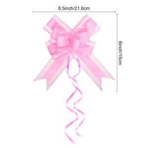 Lystaii 10 PCS Large Pull Bows Wrapping Ribbon Pull Bows Gift Bows for Birthday Presents Wedding Gift Baskets Presents Package Bow Decoration (Pink)