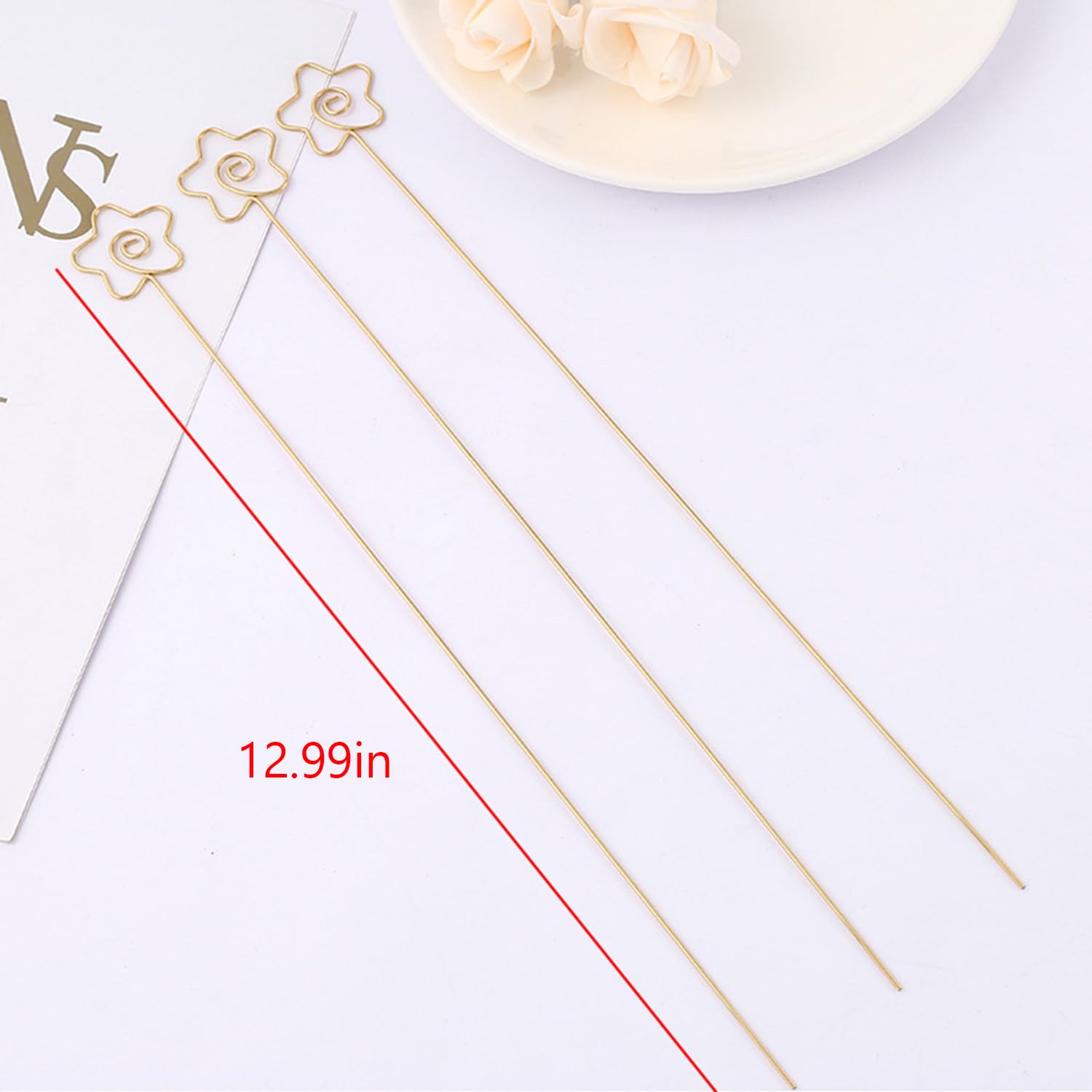 30pcs Metal Wire Floral Place Card Holder Stand, 13 Inch Table Name Number Picture Holder Clips Menu Note Memo Holder for Wedding Birthday Baby Shower Party Favor.