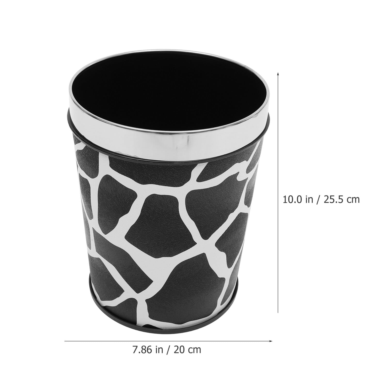 ABOOFAN Pu Leather Trash Can Cow Pattern Round Wastebasket Decorative Paper Basket Garbage Container Small Waste Bucket Rubbish Storage Bin for Bathroom Office Kitchen