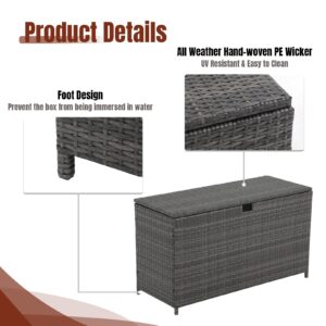 Yangming Outdoor Storage Box 120 Gallon Large Deck Boxes Waterproof Wicker Patio Bin for Pool Garden Cushion