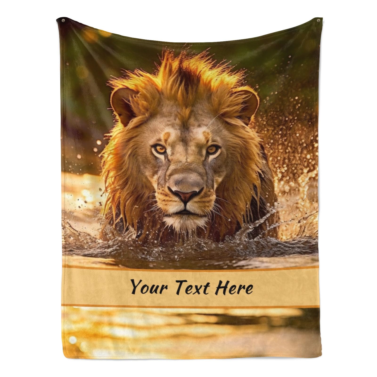 Customized Lion Blanket with Name, Personalized Throw Blanket for Kids Girls, Fuzzy Soft Blanket Microfiber, 60" x 80"