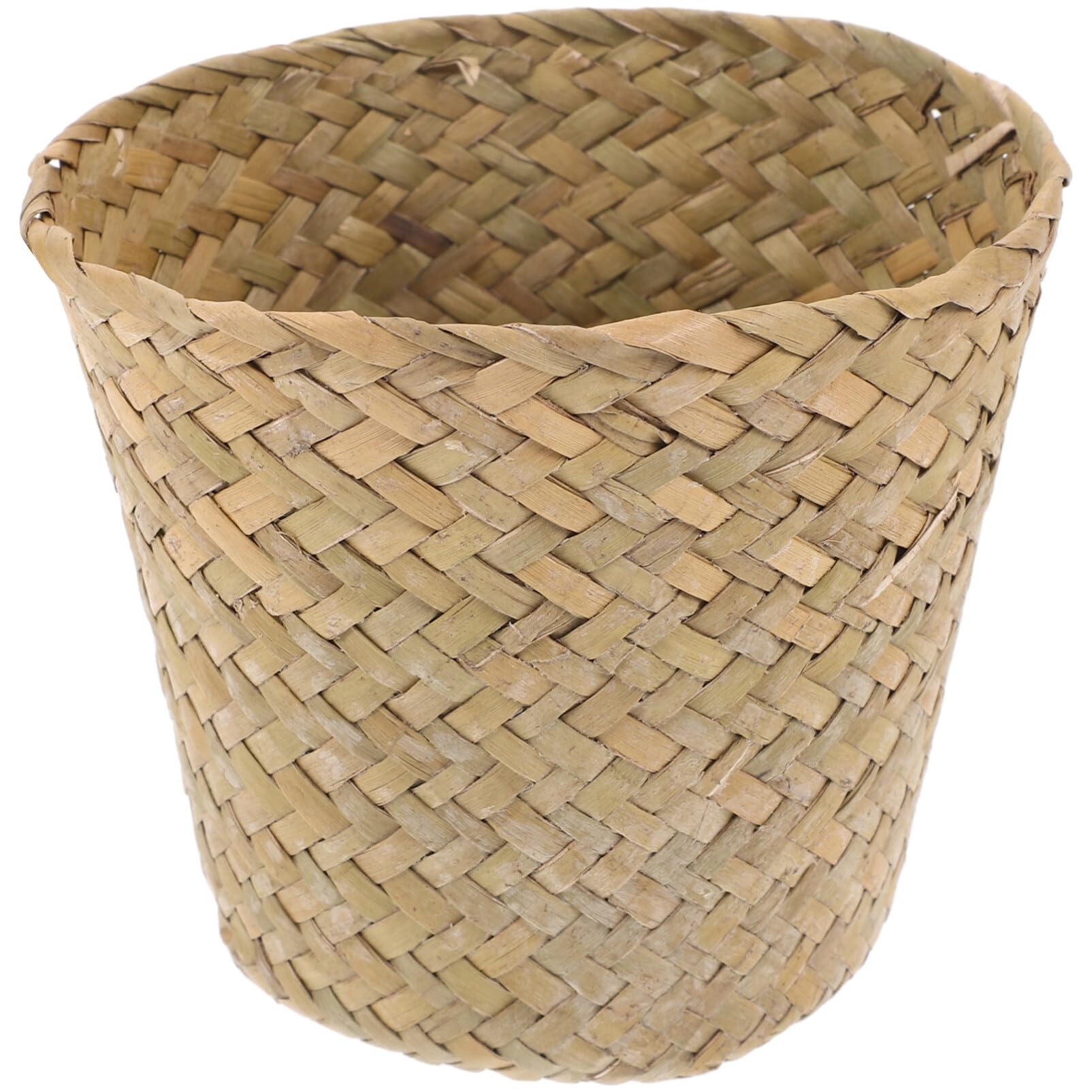 Ciieeo Round Seagrass Woven Storage Basket Waste Basket Pen Holder Natural Straw Garbage Can Trash Basket Makeup Brush Holder