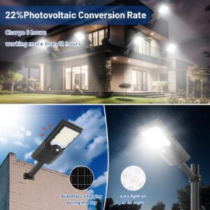 Satucol Solar Street Light 1800W 6500K,Solar Motion Sensor Light Outdoor with Remote Control Dusk to Dawn, Solar Flood Lights Outdoor Waterproof IP65 for Parking Lot Yard (1600LM-1PACK)