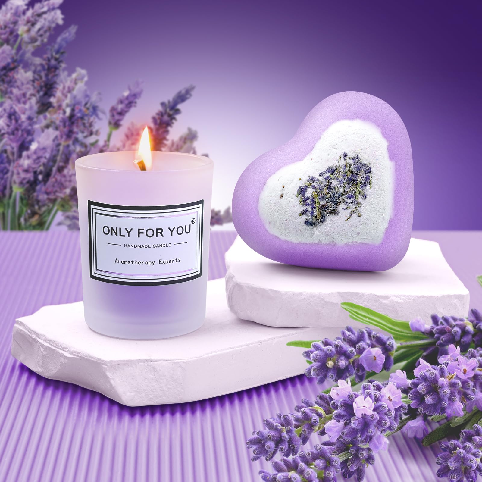 Apjielop Birthday Gifts for Women - Relaxing Lavender Spa Gifts Basket Set for Women, Mom, Sister, Bff, Wife, Girlfriend, Her - Mothers Day Birthday Christmas Gifts for Women